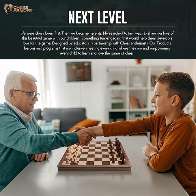 Chess Set Magnetic - Premium Wooden Board Game with a Portable Wood Case and Secure Storage for Pieces, Set for Kids and Adults (Sapele Wood) - Chess Armory