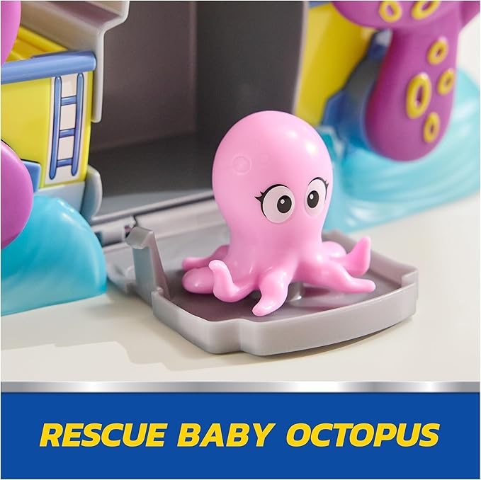 PAW Patrol Pup Squad Octopus Rescue Playset, 2.5-Inch Chase Toy Car & Baby Octopus Figure, Pretend Play Kids Toys for Boys & Girls Ages 3 and Up