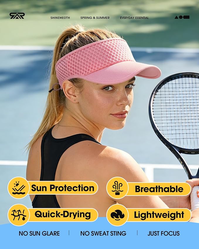 Mesh Breathable Sports Visor - Men Women Adjustable Lightweight Quick Dry Sun Hat for Tennis, Golf, Running