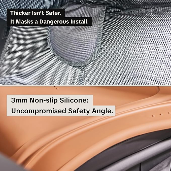 Siliguard Car Seat Protector for Leather Seats - No Indentation & Non-Slip Grip, Waterproof Seat Cover, Ultra-Thin Silicone Carseat Mat is LATCH Compatible for Baby, Child & Toddler Car Seats (Black)