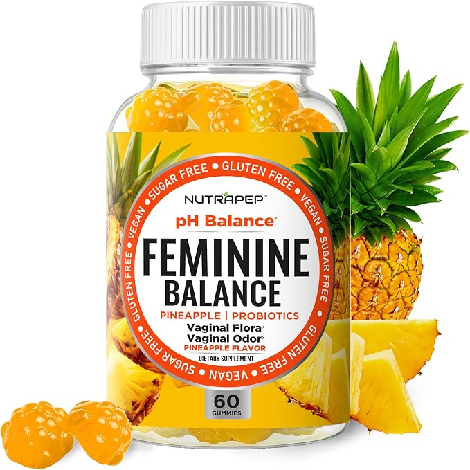 NutraPep Feminine Balance Probiotics Gummies for Women - Vaginal Health & Women's pH Balance Natural Gummy Supplement with Cranberry Pineapple Powder - Sugar Free Gluten Free Vegan