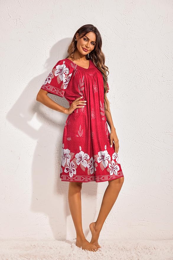 Ekouaer Womens House Dress Floral Print Moo Moos Nightgowns Moomoo Dresses Mumus with Pockets