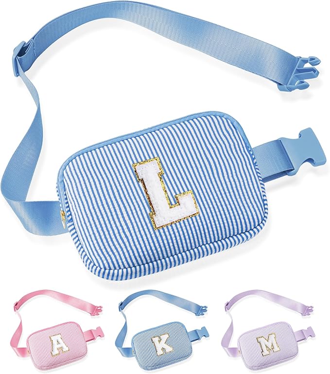 YOOLIFE Initial Crossbody Bag Belt Bag | Fanny Pack Valentines Gifts for Daughter Sister Friends | Gifts for Girls | Personalized Gift for Women | Belt Bag Fanny Pack | Blue L
