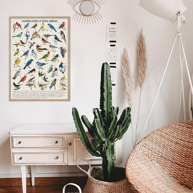 Vintage Bird Puzzles for Adults 1000 Pieces, Animal Hummingbird Puzzle of 36 Colorful Birds in North America, Bird Jigsaw Puzzles Nature