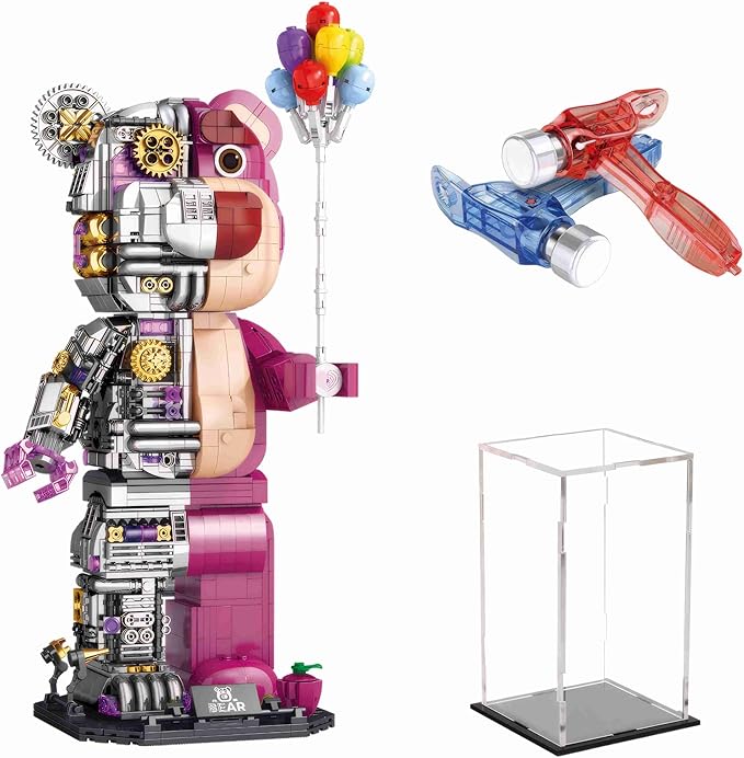 2025 New Building Block Toy Collectibles Pink Bear Block Building Set（1729PCS） Pink bearbrick Toy Big Size 6.3x5.7x14.8 in Suitable for Ages 8+