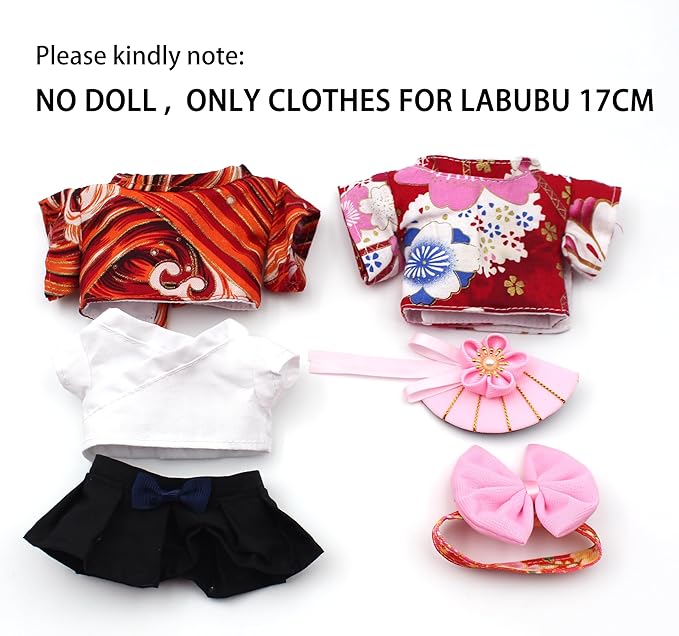 17cm Handmade Doll Clothes for Labubu,Japanese Kimono Couple Doll Outfits, Exquisite Party Decoration Outfits with Traditional Edo Style
