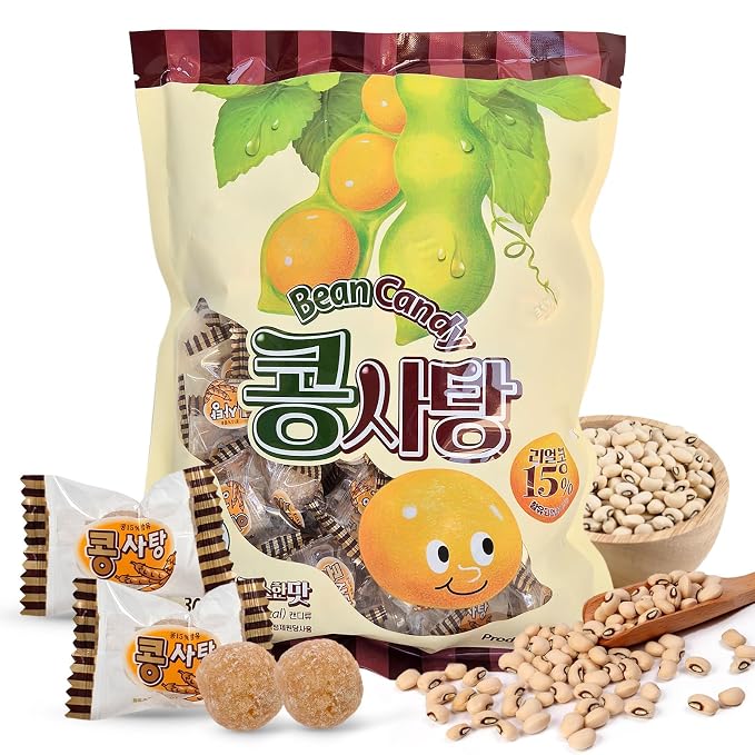COELO Bean Candy 10.58oz (300g) | Real Beans Sweet & Nuty Flavor Hard Candy Korean Candy | Office Pantry Travel Camping Party | Sharable Size On-The-Go K-Food Individually Wrapped 콩 캔디