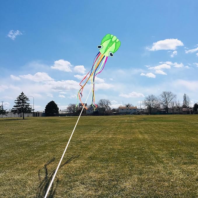 Large Octopus Kites for Kids and Adults - Easy to Fly, 28X158 3D Software Colorful Kite with Long Tails. Perfect for Beach and Outdoor Activities