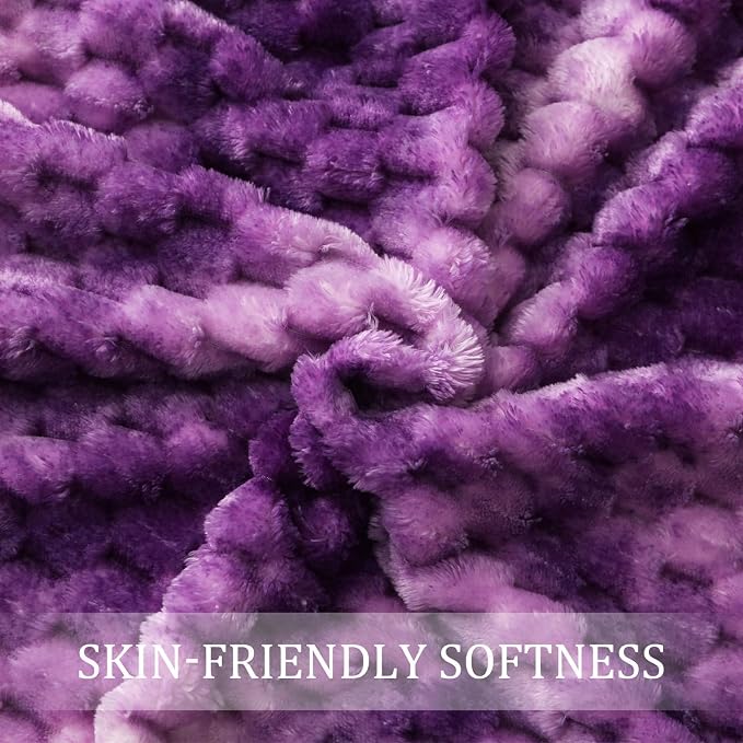 Exclusivo Mezcla 3D Fleece Twin Size Blanket for Bed, Tie-dye Purple | Extra Soft Fuzzy Plush Lightweight Bed Blankets, Cozy Fluffy Decorative Blankets for All Seasons, 60x80 Inches