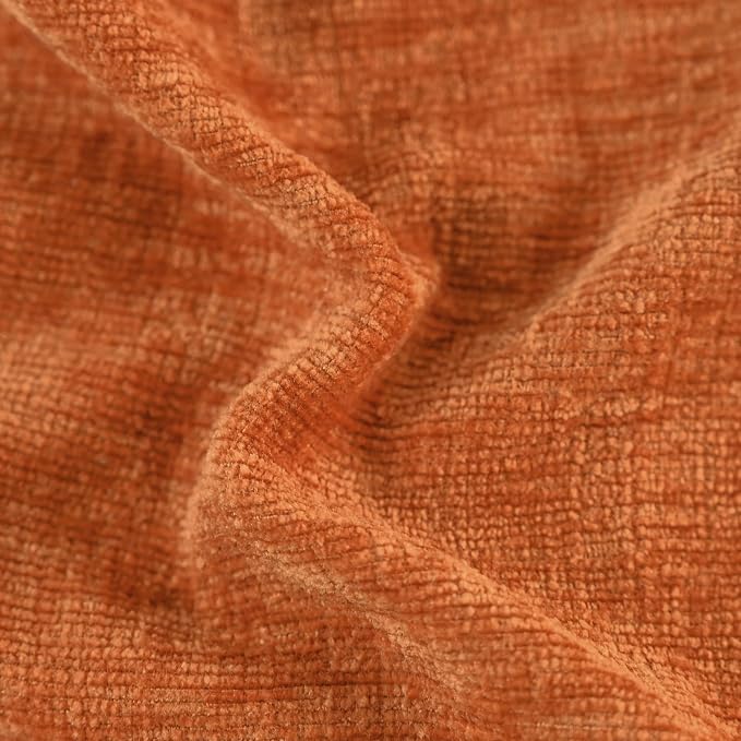 CaliTime Fall Decorative Throw Pillow Covers 16 X 16 Inches Burnt Orange | Pack of 2, Cozy Chenille Cushion Cases, Cotton Thread Stitching Edges, for Couch Sofa Bed Living Room Farmhouse