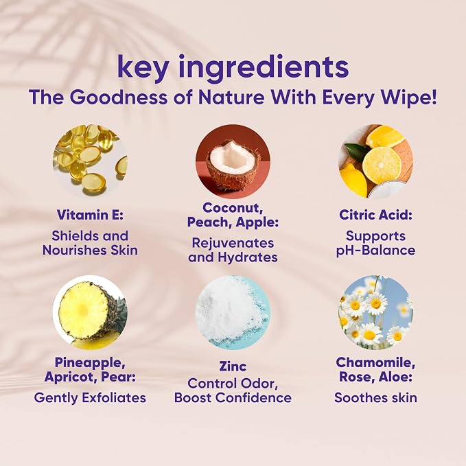 Violet Vibes Toilet-Friendly Coconut Rose Wet Wipes for Women | Butt & Vaginal Freshness | Soft, Clean, Refreshing Hygiene | Dermatologist Approved Flushable Feminine Wipe for Sensitive Skin 160 ct