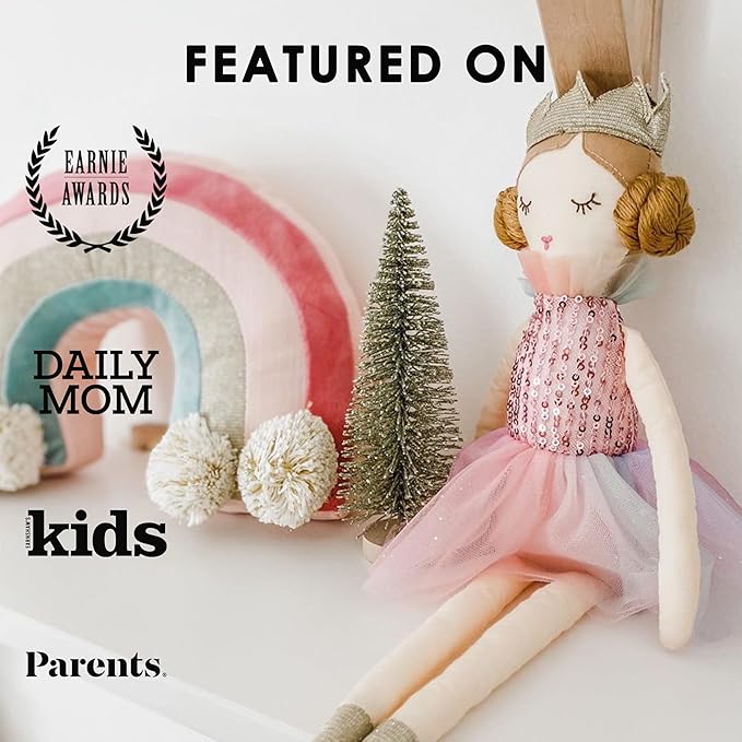 MON AMI Magali Rainbow Princess – 15”, Soft & Elegant Stuffed Plush Princess Doll for Kids of All Ages, Use as Toy or Room Décor