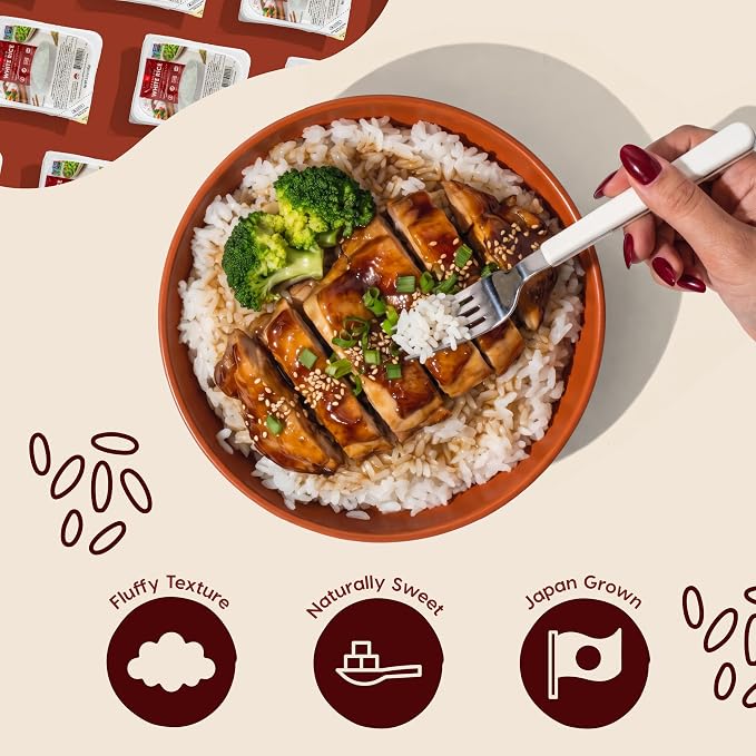 IRIS Instant White Rice, 24PK, Japanese Short Grain Vegan, Microwave 80 sec | Non-GMO, Gluten Free, Vegan, Ultra Premium Japanese Sushi Rice, Product of Japan