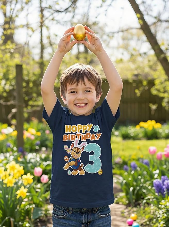 Paw Patrol Chase 3rd Birthday Boy Shirt - Toddler T-Shirt Gift Outfit for Party - Clothes for 3 Year Old Boys