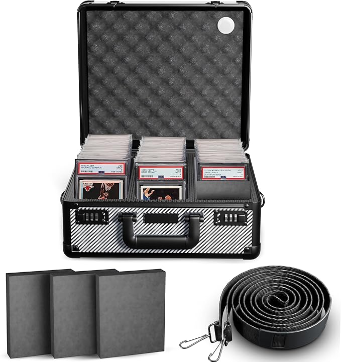 Graded Card Storage Box - Lockable PSA Slab Case for Graded Cards, Baseball and Sports Card Case, Baseball Storage Box Holds 120 Slabs or 480 Toploaders Fits BGS SGC, Fits Popular Trading Cards