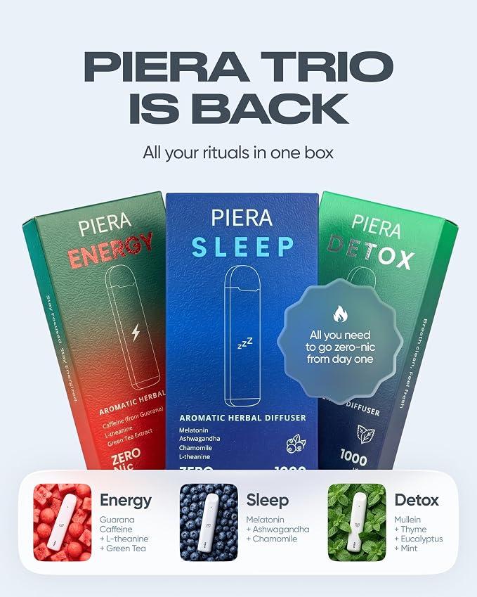 PIERA Botanical Aroma Diffuser Set, Plant-Based Botanical Scent, Non-Electronic Personal Fragrance Accessory, Detox, Sleep & Energy, 3 Sticks, 1 Pack (2, Sleep)