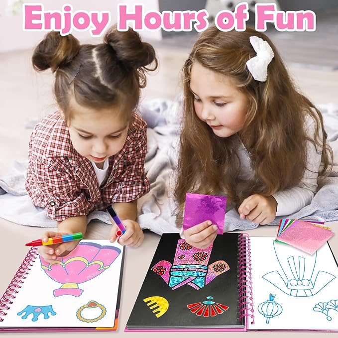 FUNNYB&G Foil Art Crafts for Kids Ages 4-8: Valentines Crafts for Kids 2026,Birthday Gift for Girls,Art and Crafts Supplies,Party Favors,Creative Toys for Girls Boys 4 5 6 7 8 9 Years Old(Dress Up)