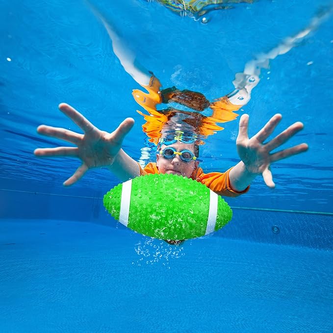 Hiboom Pool Football for Swimming Pool, Waterproof Water Football for Underwater Passing, Dribbling, Pools Toys Ball with Water Filling, Diving Games for Teens Adults(Green)