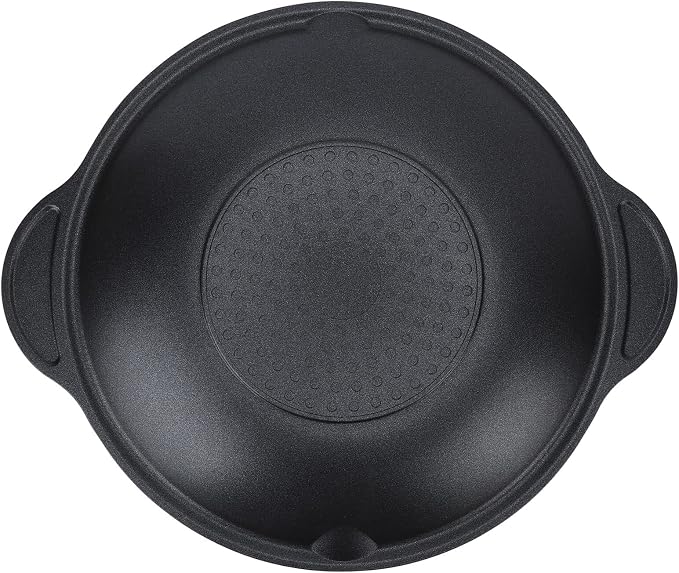 Korean BBQ Grill Pan, Round Non Stick Grilling Pan for Indoor Outdoor Barbeque, 11.4in