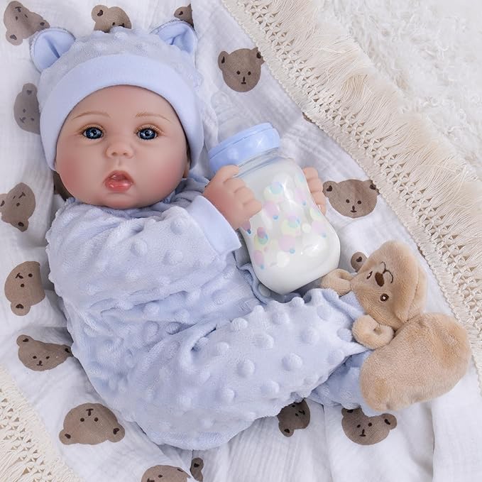 Milidool Lifelike Reborn Baby Dolls Boy- 18-Inch Soft Body Realistic-Newborn Real Life Baby Dolls for Kids Age 3+