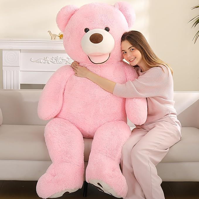 MaoGoLan Giant Pink Teddy Bear 5 Foot Stuffed Animal - Adorable Smiling Face Large Teddy Bear Plush - Life Size Teddy Bear Gift for Valentines,Anniversary,Birthday