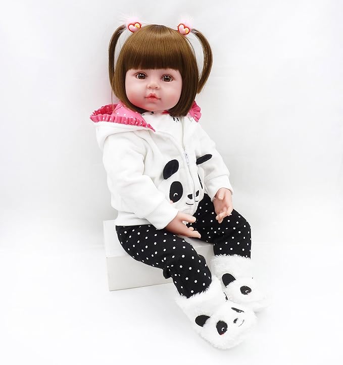 Reborn Baby Doll Clothes 22 inch Outfits for 20-23 inch Reborn Doll Girl Panda Outfit Accessories 4pcs Reborn Baby Matching Clothes
