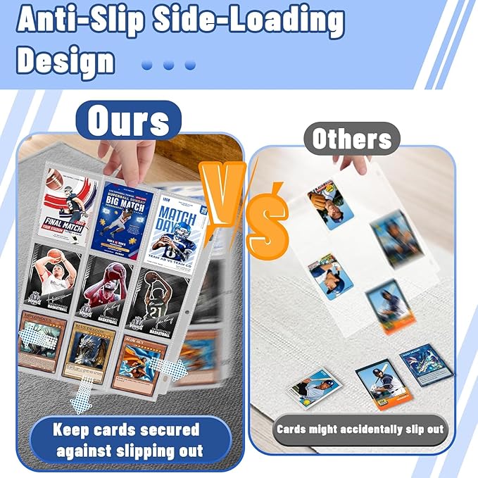 3600 Pockets Trading Card Binder Sleeves, Baseball Card Sleeves Fit for Standard Size Sport Cards, Baseball Card Holder for 3 Ring Binder