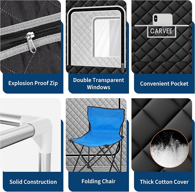 Garvee Sauna Box,Portable Sauna for Home with 4L 1500W Steamer,Explosion Zroof Zip,99 Mins Timer,Sauna Tent with 600D Encrypted Fibre, Easy Setup Quick Heat-Up Foldable Sauna for Home Spa（Grey）