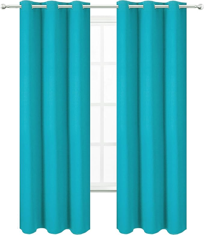 LEMOMO Teal Thermal Blackout Curtains/42 x 95 Inch/Set of 2 Panels Room Darkening Curtains for Bedroom