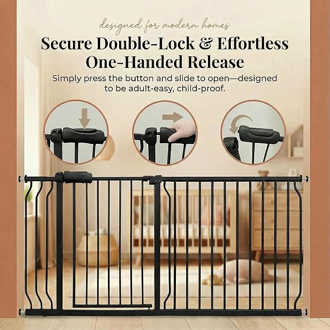Walk Through Baby Gate 29-43.5 Inch Wide Large Baby Gate for Stairs Tension Pet Dog Gates Indoor for Doorways No Drilling Pressure Mounted Pet Gates for Kids
