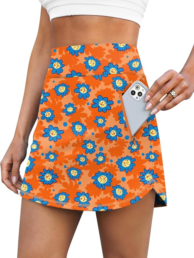 LouKeith Golf Skirts for Women Tennis Skirt with Zipper Pockets High Waisted Running Casual Athletic Skorts Built-in Shorts