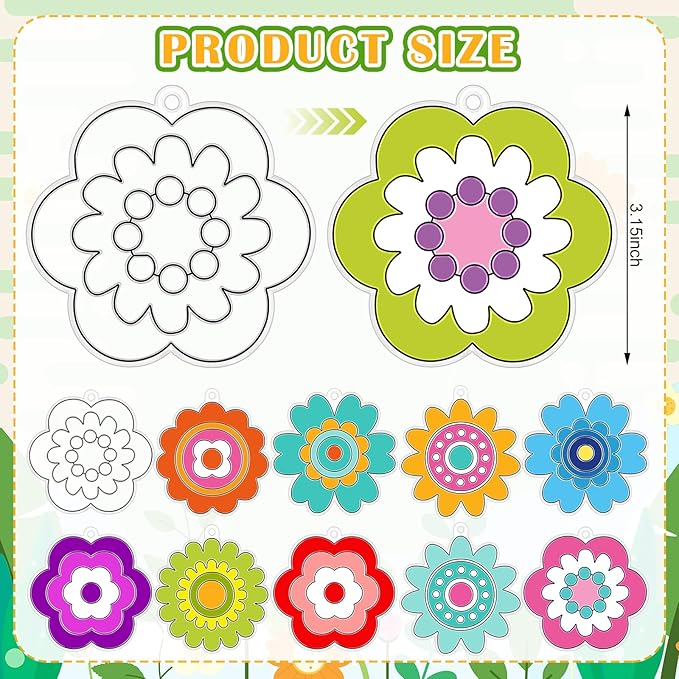 30 Sets Flower Suncatchers Window Art Kits, Spring DIY Sun Catchers Crafts Paint Your Own Window Ornaments for Boys Girls Classroom Home Birthday Activity Party Decor(Flower Style)