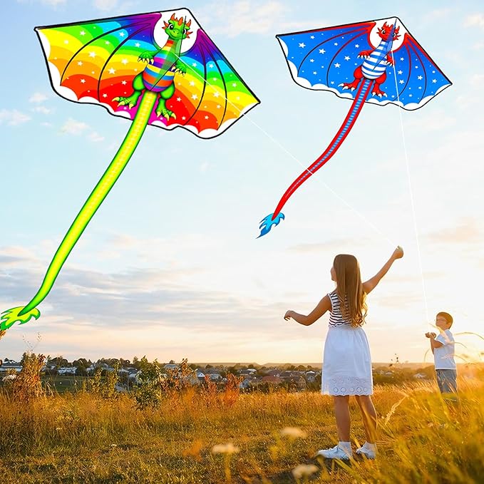 Kite for Kids Ages 4-8 8-12 & Adults, Shark & Dragon & Unicorn & Butterfly Kites Flying Toys, Easy to Fly Big Kite with 328FT String Easter Gift for Boys Girls Beach Park Outdoor Party Activities