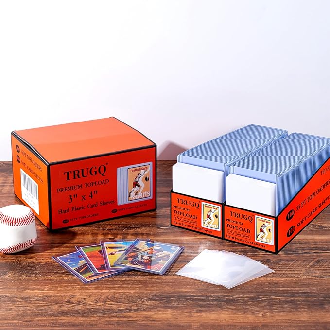 2000 Card Sleeves Top Loads for Cards,3"X4"Baseball Card Protectors,Toploaders Hard Plastic for Trading Game Sports Football Cards(1000 Hard Protectors + 1000 Soft Sleeves)