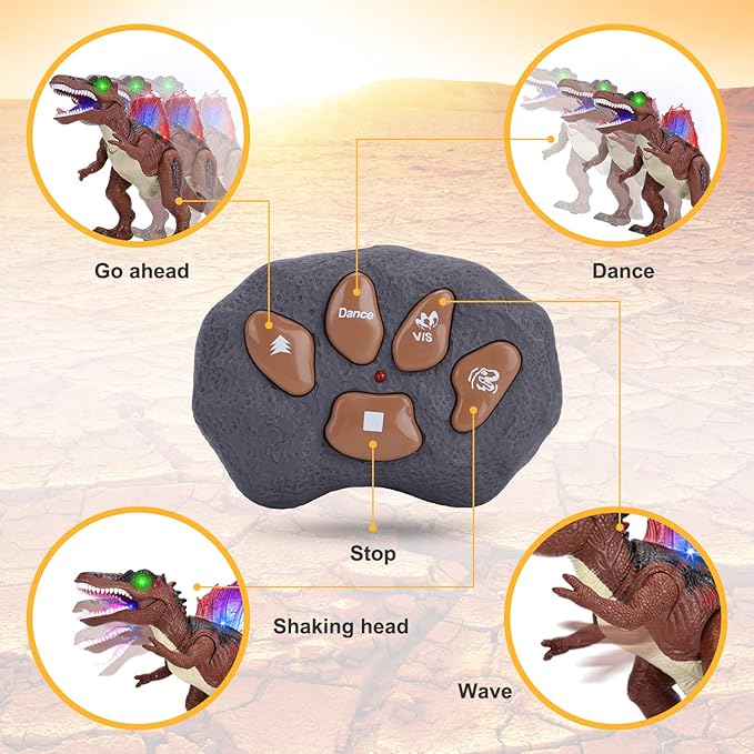 Remote Control Dinosaur Spinosaurus Toy, 20-inch Large Walking Robot Action Figure Dancing Dinosaur RC Toys with LED Light and Roaring Realistic Sounds for 3 4 5 6 7 8 9 Year Old Boys Girls Kids Gift