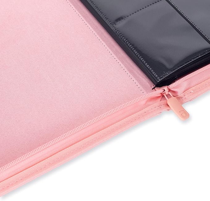 Vault X 9 Pocket Zip Binder, 360 Cards, Exo-Tec Material, 20 Side-Loading Pages (Pink)