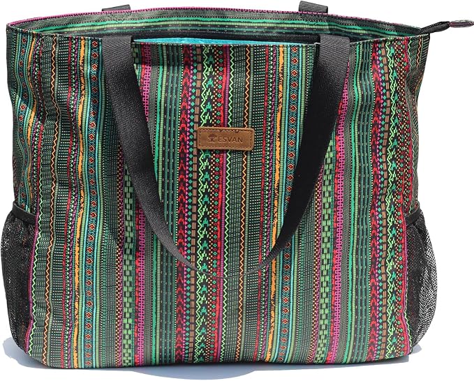 ESVAN LARGE BEACH BAG Water Resistant Lightweight 20 inch Women Oversize Tote Bag for Gym Beach Travel Pool Yoga Nurse