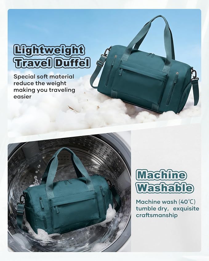 Gym Bag for Women,Travel Duffel Bag with Shoes Compartment Personal Item Carry On Overnight Bag for Mens Weekender Bag Training Handbag Sports Gym Tote Bag Yoga Bag Peacock Blue