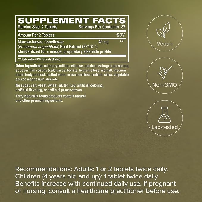 Terry Naturally AnxioCalm - 75 Tablets - Fast-Acting, Non-Drowsy, Non-Addictive Formula - Safe for Adults & Children 4+ Years - Non-GMO - 37 Servings