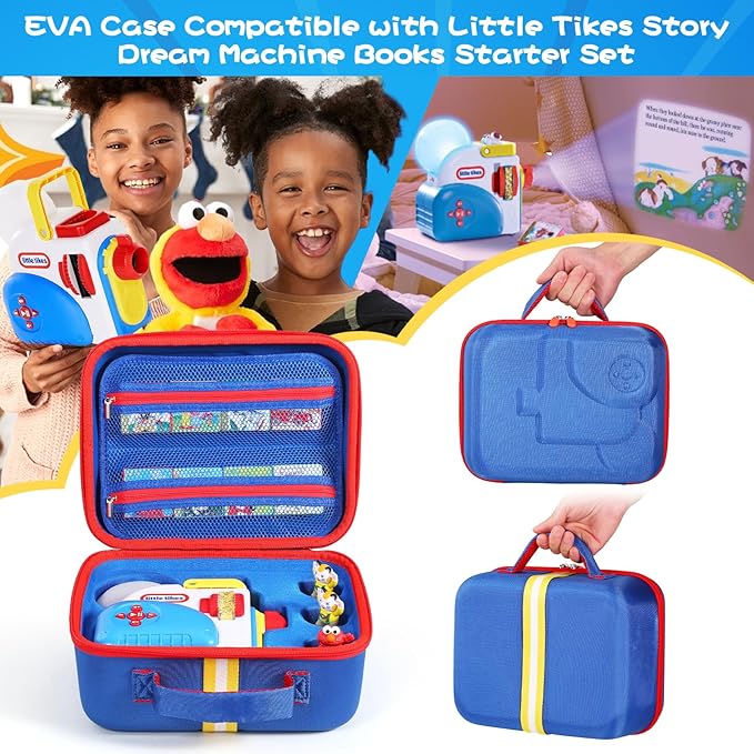 Hard Shell Case for Little Tikes Story Dream Machine Books Starter Set, Many Story Collection, Storytime/Little Golden Book Toys Storage Travel Bag (Blue, Small)