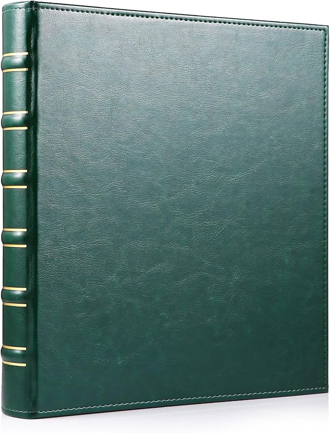 WOT I Vintage Leather Card Binder | Holds 450 Cards, Refillable Leather 3 Ring Binder for MTG/TCG/Sports Cards, Elegant Book-Style Organizer - Dark Green