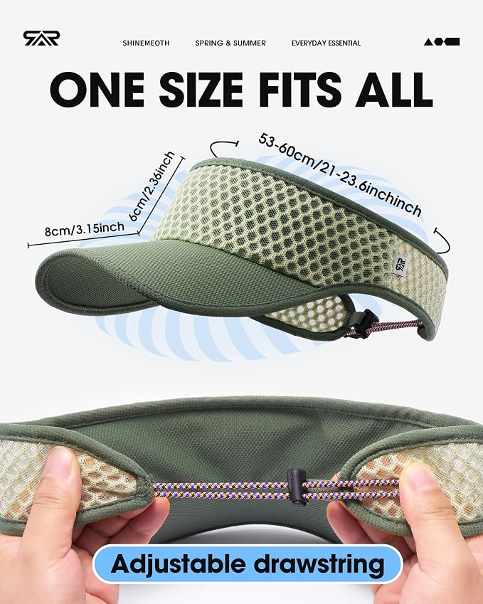 Mesh Breathable Sports Visor - Men Women Adjustable Lightweight Quick Dry Sun Hat for Tennis, Golf, Running