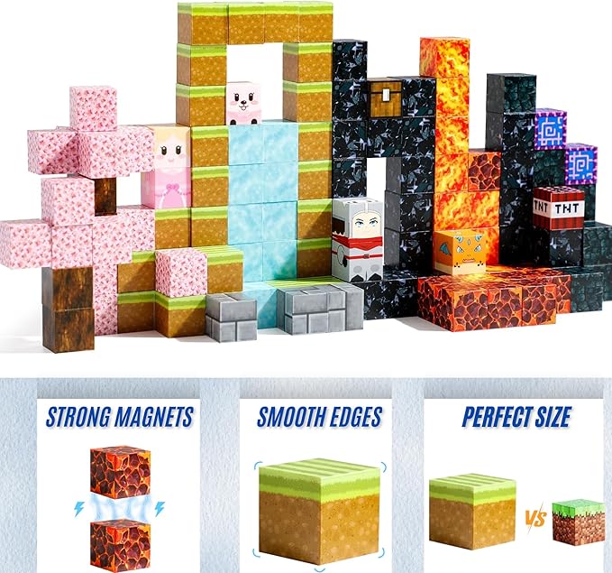 Magnetic Blocks - 150 PCS Build World Magic Portal Set - Magnetic Tiles Building Blocks Toddler Toys STEM Sensory Outdoor Toys for 3+ Year Old Boys & Girls, Creative Kids Games