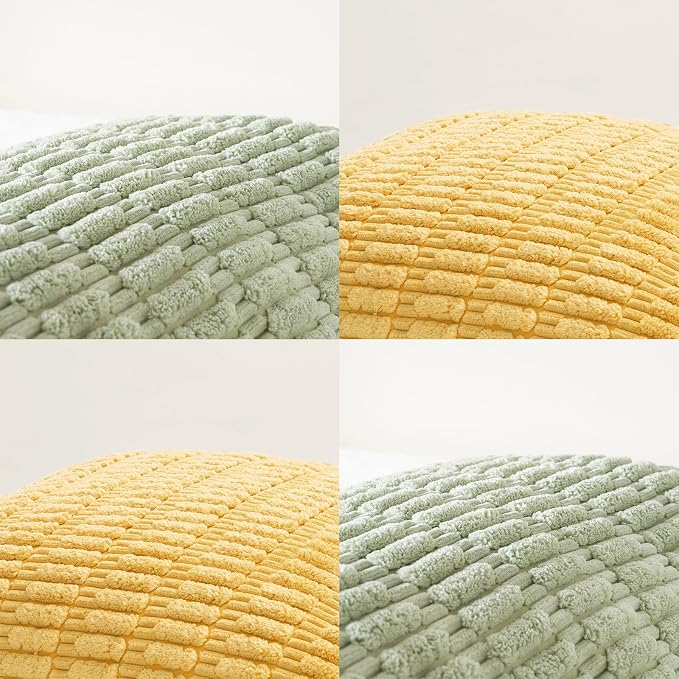 Fancy Homi 4 Packs Decorative Throw Pillow Covers for Living Room Couch Bed, Modern Farmhouse Boho Home Décor Accent Cushion Case, 20" x 20", Yellow Green Series