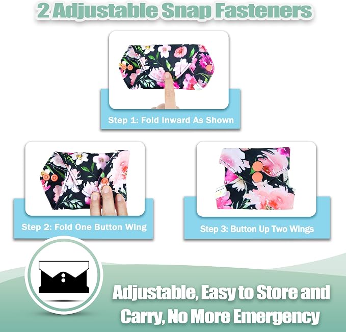 wegreeco Reusable Menstrual Pads - Reusable Sanitary Pads | Reusable Panty Liners | Soft Cloth Menstrual - 6 Pack with 1 Cloth Mini Wet Bag (X-Large, Flower 02)