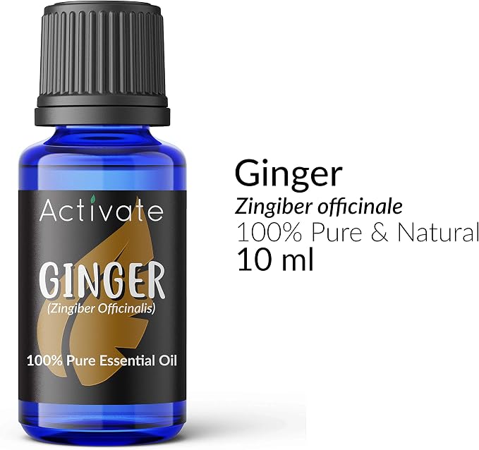 Activate Ginger Essential Oil 100% Pure, Premium Grade, Undiluted, Natural, Acne Defence, Aromatherapy & Diffuser Use, Non-GMO 10ml