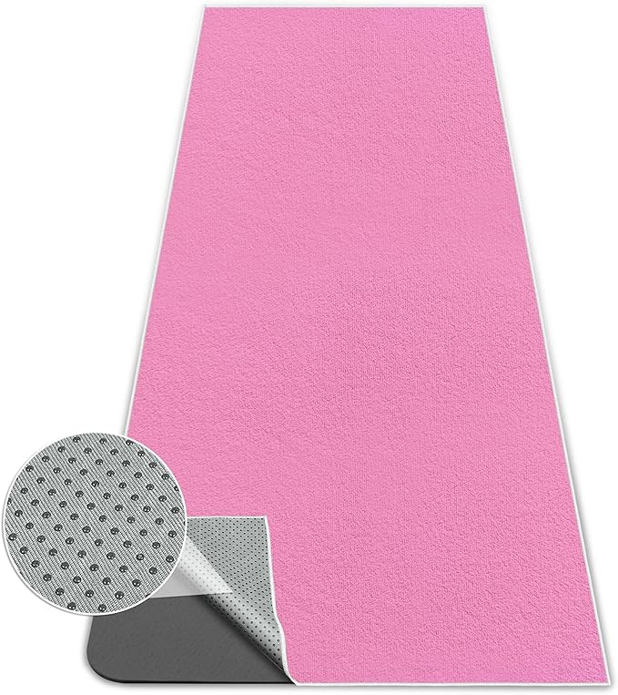 Yoga Towel, Ultra-Absorbent Yoga Mat Towel for Hot Yoga Towel Non Slip, Featuring Ultra-Stylish Prints, Ideal for Workouts, Hot Yoga, Bikram, Pilates Equipment,72 x 27 in,Pink