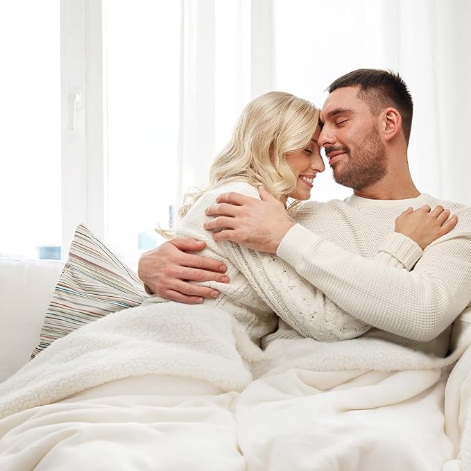 Bedsure GentleSoft Sherpa Fleece Blankets King Size for Bed, Non-Heated, Thick and Warm Throw for Women and Men, Soft Fuzzy Plush King Blanket for Spring, Cream, 108x90 Inches