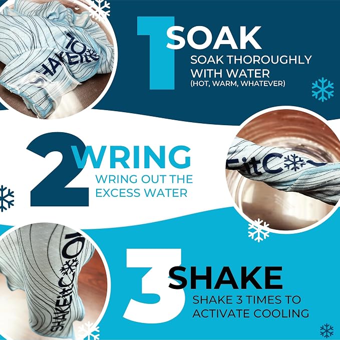 SHAKEitCOOL Original Cooling Towel – Soft, Lightweight, Heat Relief – Perfect for Biking, Running, Yoga, Gym, Gardening – Grand Slam