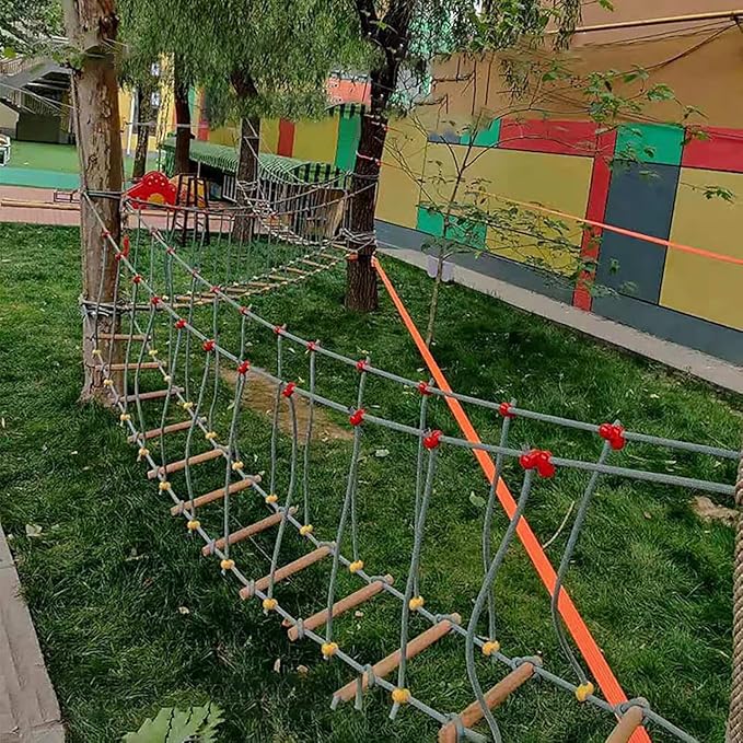HAZEK Kindergarten Outdoor Bridge Children's Sports Fitness Training Equipment Solid Wood Bridge Balance Bridge Climbing Bridge Toys (5m)
